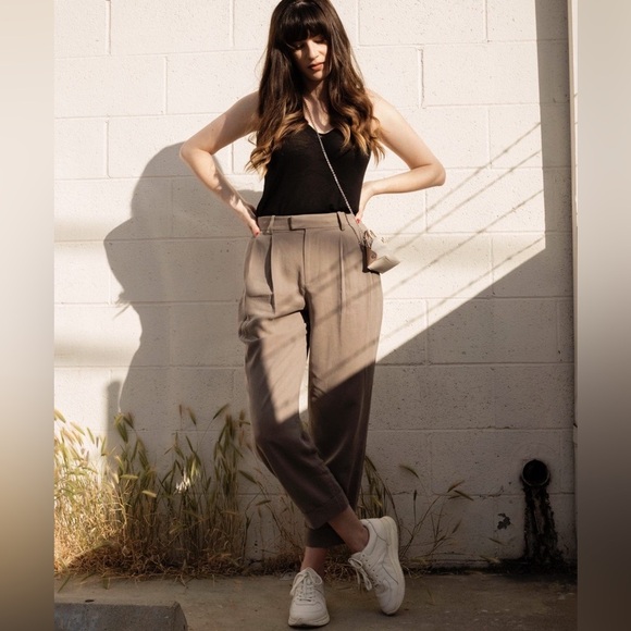 Everlane The Put Together Pleat Pant High Rise Cuffed Lyocell Clay - Picture 2 of 16